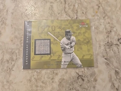 JOHNNY BENCH ~ 2002 Fleer Premium Legendary Dynasties Game Used Jersey #2 - Image 1 of 3