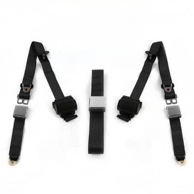 Kit de cinturón de seguridad de banco retráctil Ford Mustang 1964-1966 Airplane 3pt BK - 3 Be Foto 1 de 4