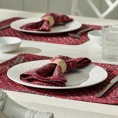 NWT Vera Bradley set of 4 'Enchanting Flowers' Placemats & Napkins Red Floral - Image 1 of 4