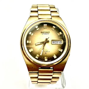 Seiko DX Orologio Automatico Uomo 37mm Quadrante Marrone Tono Oro Daydate 6106-7619 17 Jewl - Foto 1 di 12