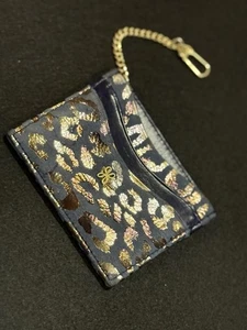 Small Hobo Cheetah Card Holder Wallet Purse Insert With Chain Hook Gold Accents - Picture 1 of 8