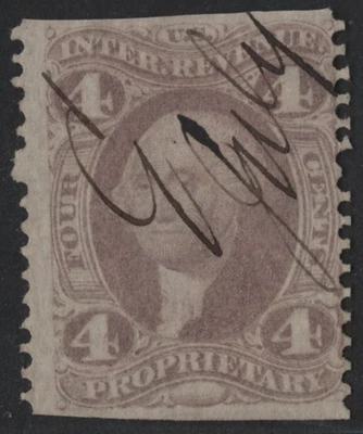 US 1872 REVENUE 4 CENT PROPRIETARY STAMP SCOTT #R22b C.V. $1,600 F-VF - Image 1 of 2