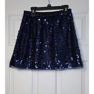 Crewcuts Girls Size 10 Blue Sequin Elastic Waist Skirt Mesh Trim  - Picture 1 of 8