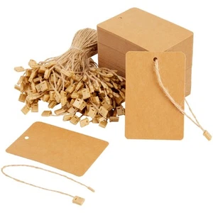 200 Pack Large Kraft Paper Gift Tags, Merchandise Tags, Brown, 2 x 4" - Picture 1 of 10