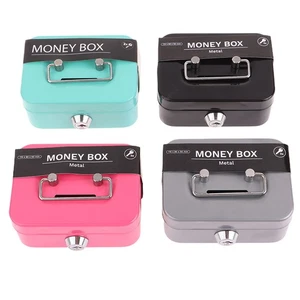 Money Safe Box Mini Cash Box Metal Key Money Bank Small Security Lock Box*A - Afbeelding 1 van 15