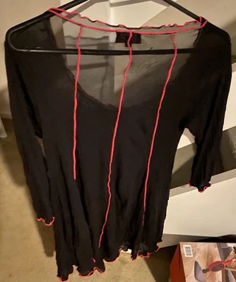 Sexy Night Dress Black With Bright Pink Edging And Lines Viola Sz S - Image 1 of 4