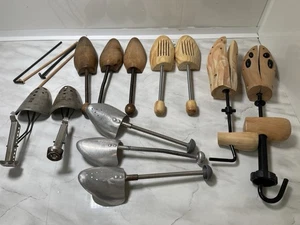 Vintage Wooden / Metal Shoe Trees Shoe Stretchers 4 Pairs and 4 Singles Bundle - Picture 1 of 12