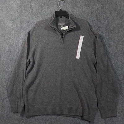 Merona Sweater Mens 2XL Gray Quarter Zip Pullover Classic Fit Knit Long Sleeve - Image 1 of 4