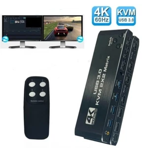 2X2 HDMI Matrix Switch Dual Monitor USB 3.0 HDMI 2.0 Matrix with Remote Control - Picture 1 of 6