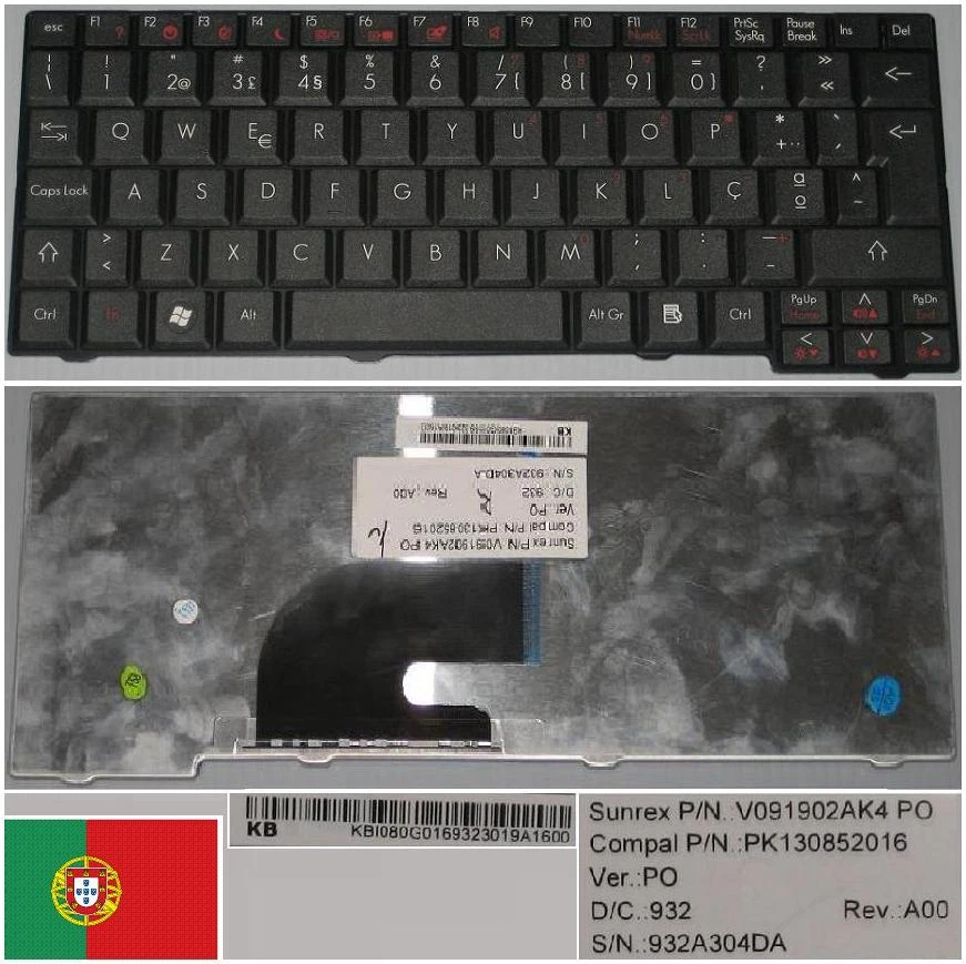 Keyboard qwerty Po Portuguese Gateway LT20 V091902AK4 PK130852016 KB.I080G.016 - Image 1 of 1