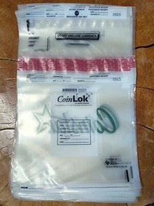 NEW! 25 CoinLok 14x25 Clear Security Coin Deposit Bag w Handle & Number COINSTAR - Picture 1 of 5