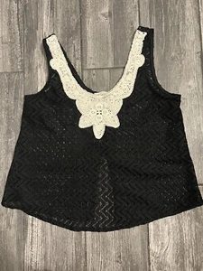 Lush Womens Black Lace Tank Top Size Small - Picture 1 of 5