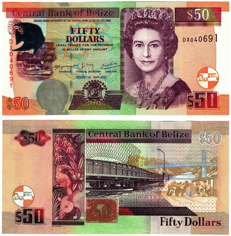 Billete de 50 dólares P70 de Belice 2021 UNC Foto 1 de 1