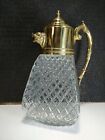 Vintage Decanter Diamond Crystal And Gold Tone Lion Head Spout Made In Italy