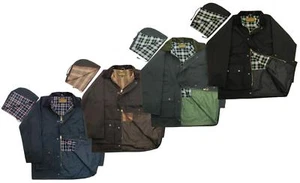Game Mens British Wax Cotton Jacket Detachable Hood Water-Repellant Tartan Lined - Picture 1 of 9