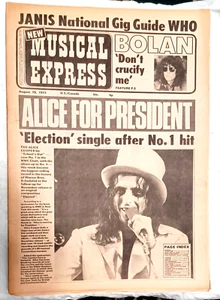 New Musical Express UK Mag Aug 1972 Alice Cooper For President Very Good Cond - Picture 1 of 2
