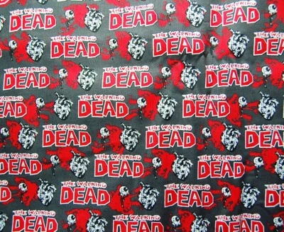 Редакционная серая хлопчатобумажная ткань The Walking Dead 2015 — продается ПОЛОВИНОЙ ЯРДА - Изображение 1 из 3