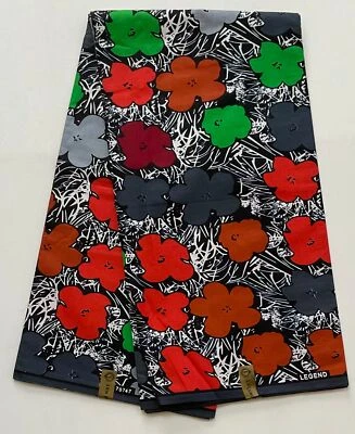 African Fabric/ Ankara - Multicolored 'Gray Rainbow,' Design, YARD or WHOLESALE - Image 1 of 4