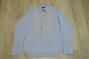 Vintage Herren Rocola Abendhemd Langarm Kleid Shirt Herrenbekleidung blau Größe L - Bild 1 von 12