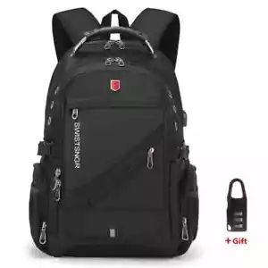 Zaino impermeabile 15,6/17,3 pollici per laptop uomo ricarica USB zaino svizzero viaggio - Foto 1 di 17