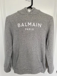 Balmain Logo Hoodie W/Kangaroo Pocket & Side Zippers - Kids - Size 14 - Picture 1 of 4