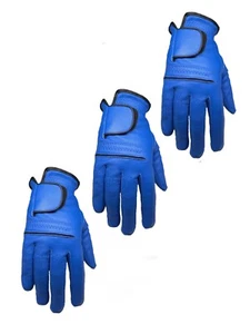 ***New*** (3) Mens All Cabretta Blue Leather Golf Gloves (Right Hand) - Picture 1 of 2