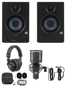 Pair Presonus Eris 3.5 2nd Gen 3.5" Studio Monitors Speakers + Mic + Headphones - Picture 1 of 12
