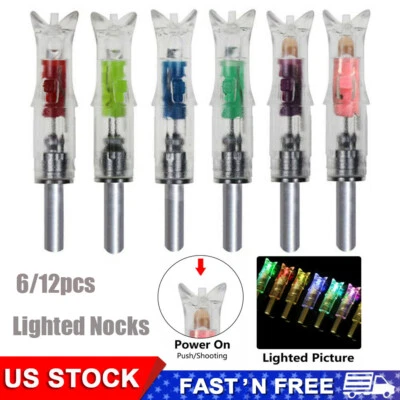 6/12pcs Lighted Nocks for Crossbow Bolts .300''/7.62mm Inside Diameter Half Moon - Image 1 of 4