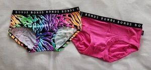 Bonds WTDTS 56K Ladies Hipster Boyleg Brief 2 Pack Print Plain Size 16 New - Picture 1 of 5