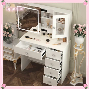 Set tavolo trucco scrivania vanità led con specchio illuminato a LED e 5 cassetti USA - Foto 1 di 9