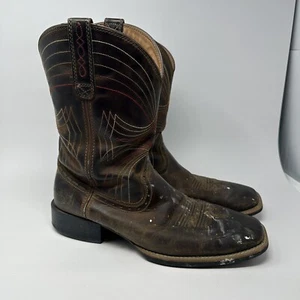 Ariat Sport Wide 10010963 Mens Brown Leather Square Toe Western Boots Sz 12 D - Picture 1 of 10