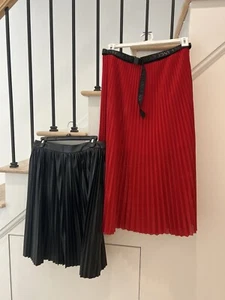 Banana Republic Fuchs Leder und Armani Exchange Plissee Midi Röcke Gr. L 8US - Bild 1 von 18