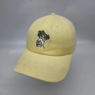 Volcom Strapback Hat Baseball Cap Yellow Skull Palm Trees Logo Skate Beach - Image 1 of 4