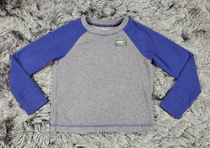 L.L. Bean Fleece Sweater Kids S4 Gray Blue Crew Neck Thumb Hole Sleeve Pullover - Picture 1 of 16