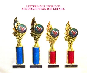 SET OF4 CORN HOLE TROPHIES CORN HOLE CHOICE OF 8 COLORS 1ST PLACE 2ND PLACE - Picture 1 of 4
