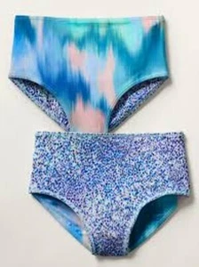 NWT Athleta Girl S / 7 Blue Multi Reversible High Rise Bikini Bottom - Picture 1 of 4