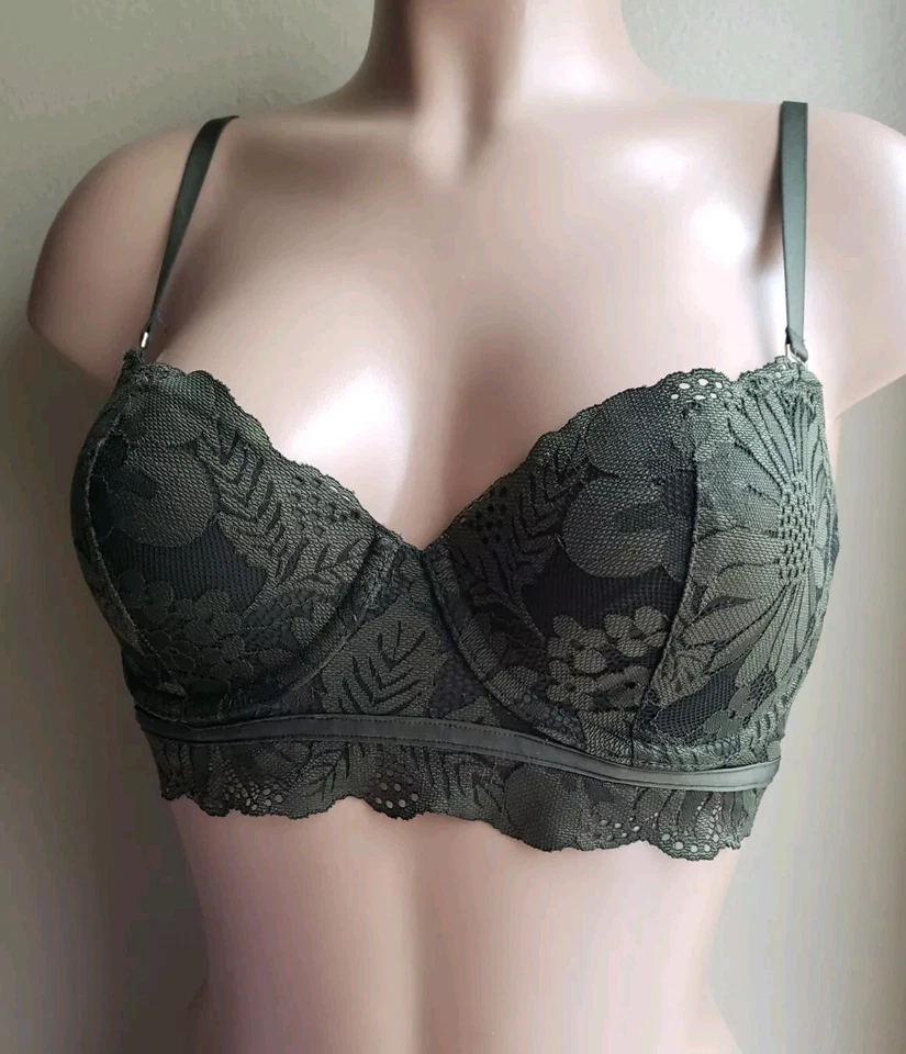 Бюстгальтер на косточках Aerie Lace Balconett 32D цвет Forest Green - Изображение 1 из 4