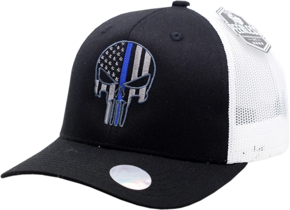 Punisher Blue Line Snapback Trucker Mesh Black/White - Image 1 of 1