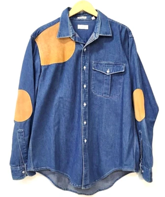 Norm Thompson De Colección Para Hombre XL Camisa de Tiro Denim Hombro Codo Parches Hecha en EE. UU. Foto 1 de 4
