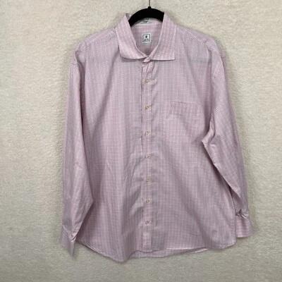 Peter Millar Dress Shirt Men’s XL Pink Plaid Button Up Long Sleeve - Image 1 of 4