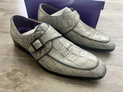 Мужские крокодила монах ремень туфли серый/бирюзовый размер 10 с коробкой - Изображение 1 из 4