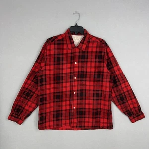 Vintage Hardwick Shirt Mens Large Sanforized Red Black Plaid Flannel 60s USA - Picture 1 of 12