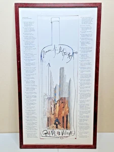 Vintage Bonny Doon Vineyard By Ralph Steadman Framed Print 29" x 16" - Picture 1 of 4