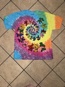 Liquid Blue Grateful Dead Dancing Bears Tie Dye T-Shirt XL Spiral Rainbow - Picture 1 of 4