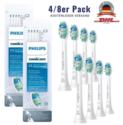 8x Philips Sonicare C2 Weiß NEU OVP günstig für Plaque Defense