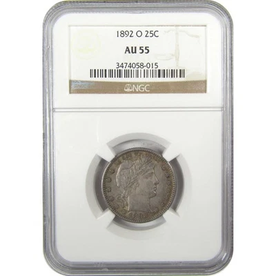 1892 O Barber Quarter AU 55 NGC Silver 25c Coin SKU:I19928 - Image 1 of 4