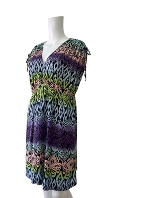 Faded Glory Kaftan Dress Size 12-14 Women Vintage Multicoloured Tie Dye Stretch - Image 1 of 4
