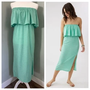 O’Neill Dress, Kole Midi, Strapless, Aqua, Ruffle Overlay, Viscose, Medium - Picture 1 of 15