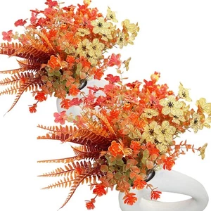 10 Bundles Artificial Fall Flowers for Outdoors Fall Decorations UV Resistant... - Picture 1 of 8