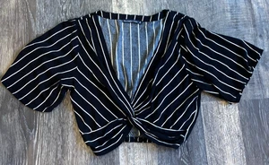 Abercrombie & Fitch Crop Top Blouse Ladies S Boho Black & White - Foto 1 di 4